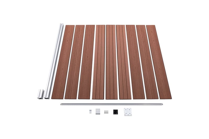 WPC-staketpanel 9 fyrkantig + 1 vinklad 1657x186 cm brun - Brun - Hus & renovering - Insynsskydd & inhägnad - Staket