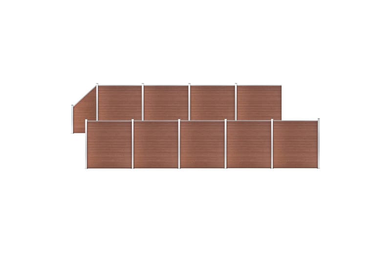 WPC-staketpanel 9 fyrkantig + 1 vinklad 1657x186 cm brun - Brun - Hus & renovering - Insynsskydd & inhägnad - Staket
