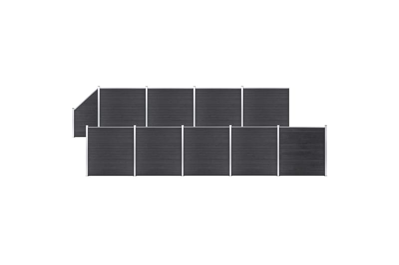 WPC-staketpanel 9 fyrkantig + 1 vinklad 1657x186 cm grå - Grå - Hus & renovering - Insynsskydd & inhägnad - Staket