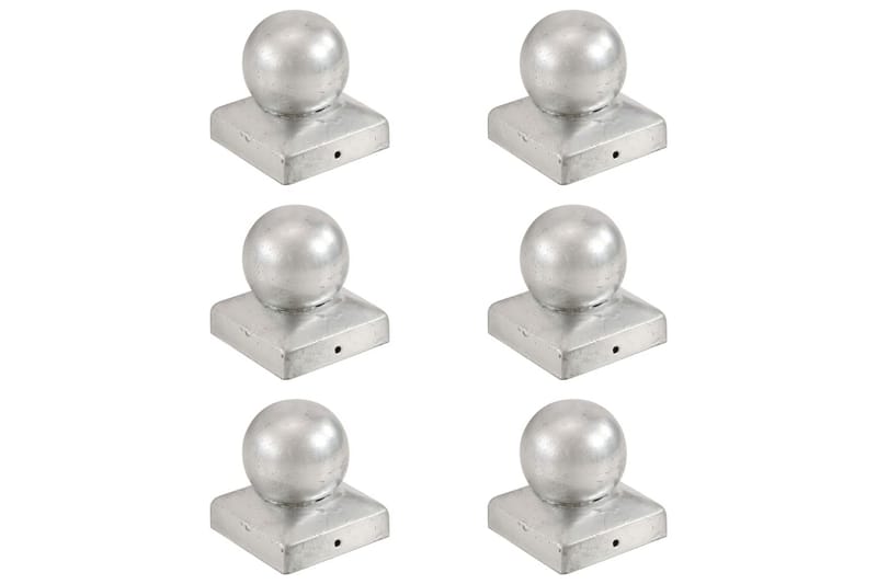Stolphattar klot 6 st galvaniserad metall 71x71 mm - Silver - Hus & renovering - Insynsskydd & inhägnad - Staket
