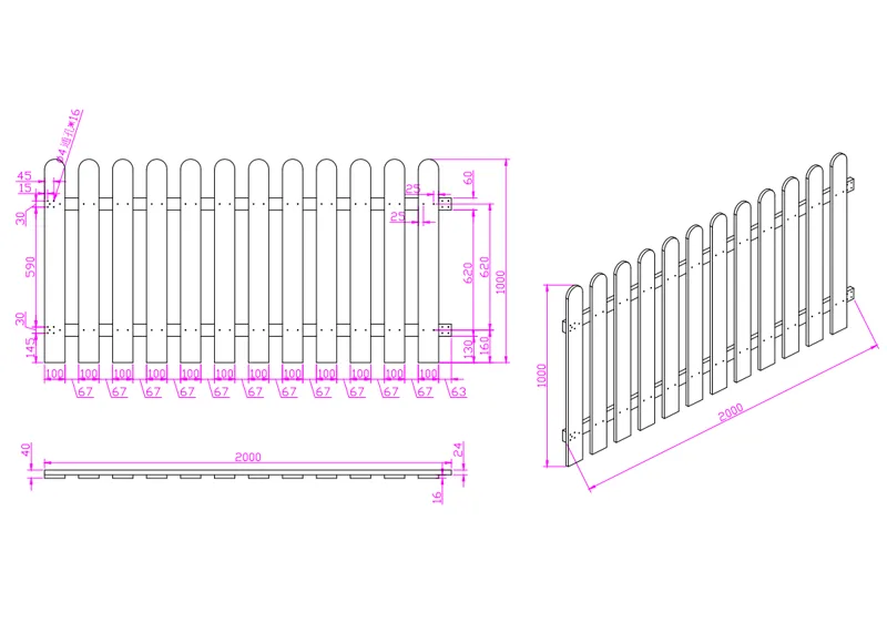 Trästaket | 200x100 cm | Magnus - Hus & renovering - Insynsskydd & inhägnad - Staket
