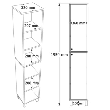 Avero Multifunktionsskåp 36x195,4x32 cm - Vitt och ek - Hus & renovering - Kök & bad - Kök & tvättstuga