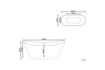Badkar Antigua Röd/vit/silver, 75x150x72 cm - Röd/vit/silver, 75x150x72 cm - Hus & renovering - Kök & bad - Badrum - Badkar