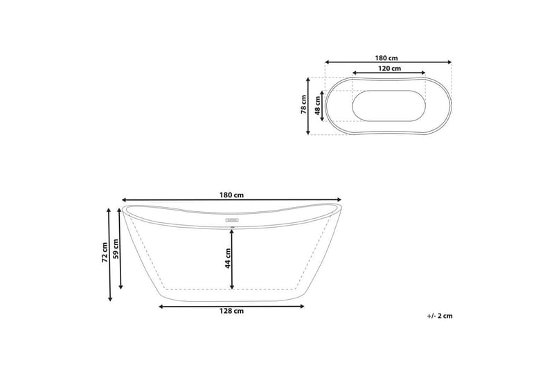 Badkar Antigua Röd/vit/silver, 78x180x72 cm - Röd/vit/silver, 78x180x72 cm - Hus & renovering - Kök & bad - Badrum - Badkar
