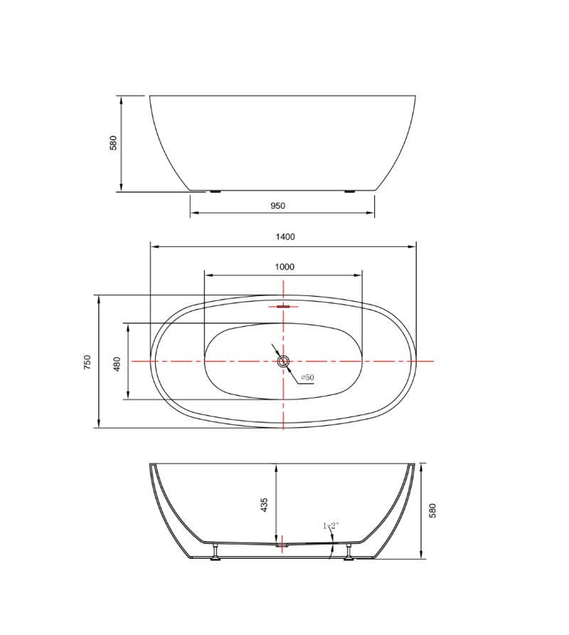 Badkar 140cm | Fristående badkar i akryl | Elektra - Hus & renovering - Kök & bad - Badrum - Badkar