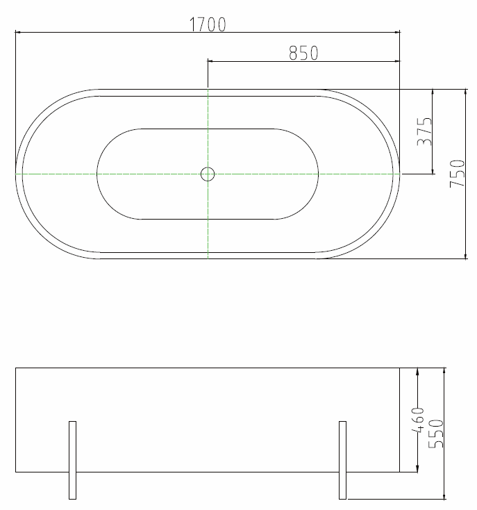 Badkar | 170x75 cm | Svarta fötter | Modern design - Hus & renovering - Kök & bad - Badrum - Badkar
