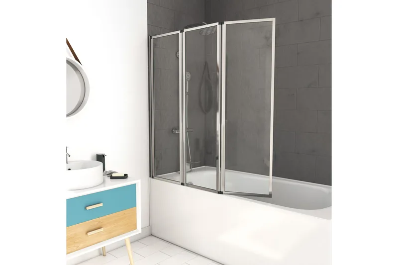 Knutby Badkarsvägg 125x143 cm, Silver