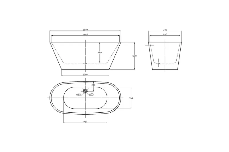 Balans Sittbadkar 150 cm - Vit - Hus & renovering - Kök & bad - Badrum - Badkar - Fristående badkar