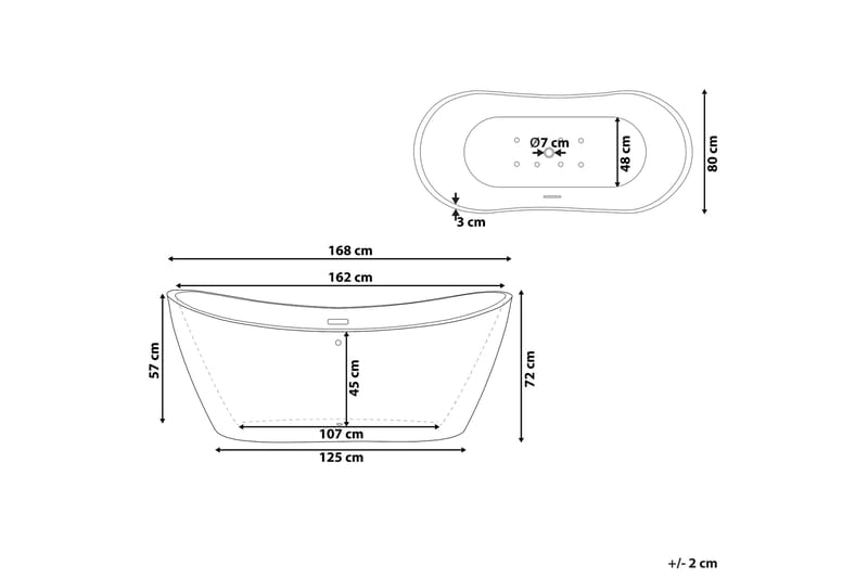 Bubbelbadkar fristående vit ANTIGUA - Vit - Hus & renovering - Kök & bad - Badrum - Badkar - Bubbelbadkar & massagebadkar