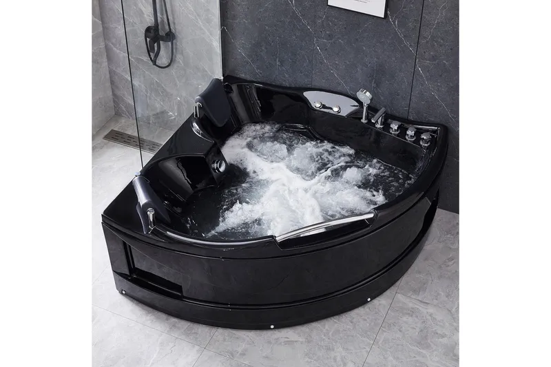 Bubbelbadkar Hörn 150x150cm Svart, undefined