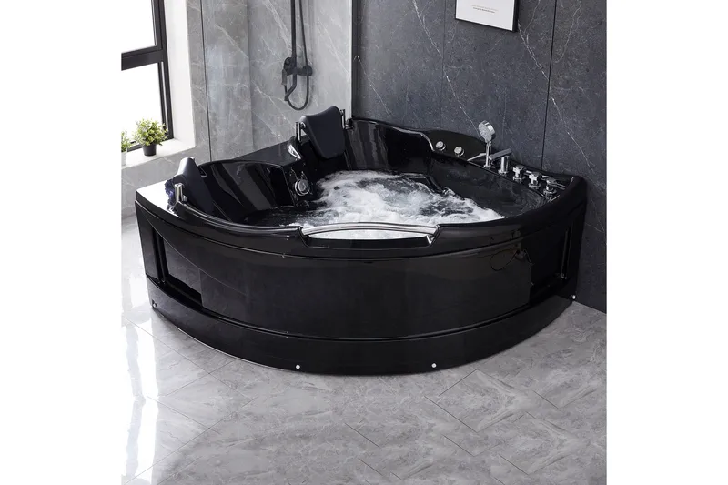 Bubbelbadkar Hörn 150x150cm Svart - Hus & renovering - Kök & bad - Badrum - Badkar - Bubbelbadkar & massagebadkar