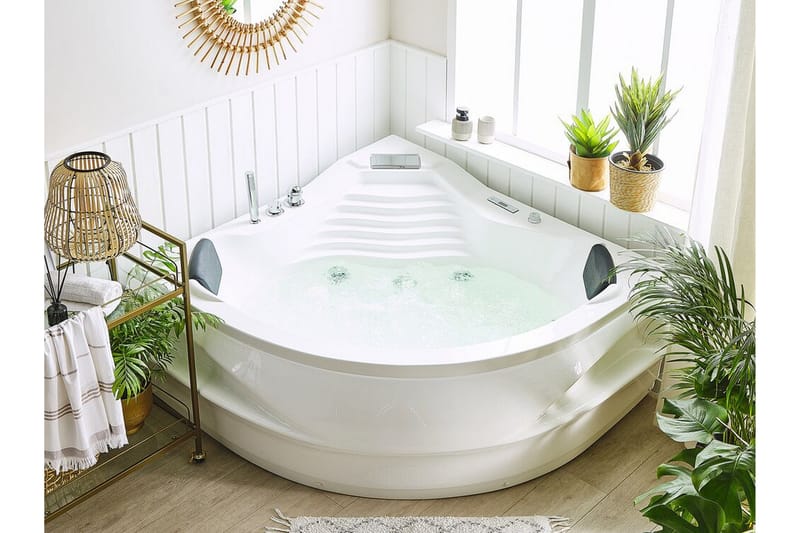 Fuenfria Hörnbubbelbadkar 145 cm med LED-belysning - Vit - Hus & renovering - Kök & bad - Badrum - Badkar