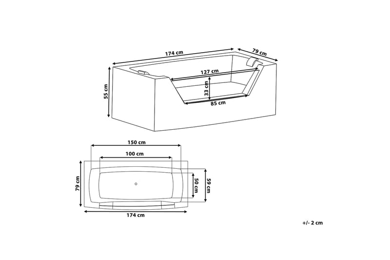 Samana Bubbelbadkar 174 cm - Vit - Hus & renovering - Kök & bad - Badrum - Badkar - Bubbelbadkar & massagebadkar
