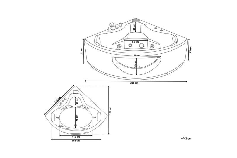 Titaguas Bubbelbadkar LED-belysning 146 cm - Vit - Hus & renovering - Kök & bad - Badrum - Badkar