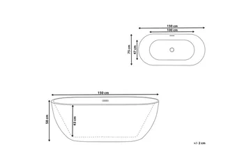Badkar Carrera Svart/Silver, 75x150x58 cm - Svart/Silver, 75x150x58 cm - Hus & renovering - Kök & bad - Badrum - Badkar
