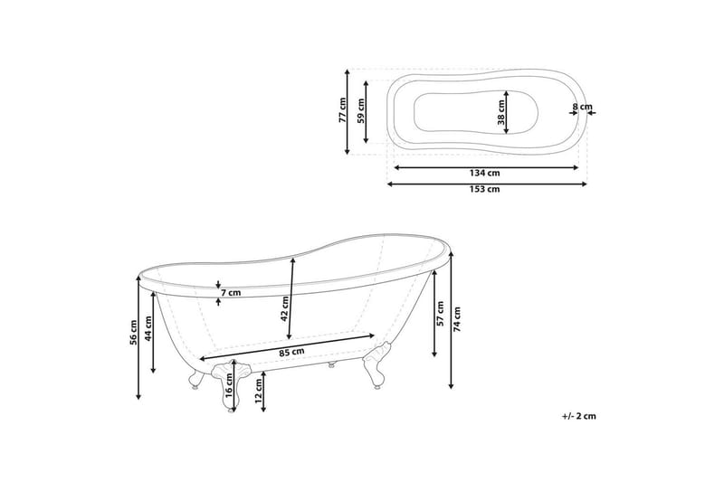 Badkar Cayman Blå/vit/guld, 77x153x74 cm - Blå/vit/guld, 77x153x74 cm - Hus & renovering - Kök & bad - Badrum - Badkar