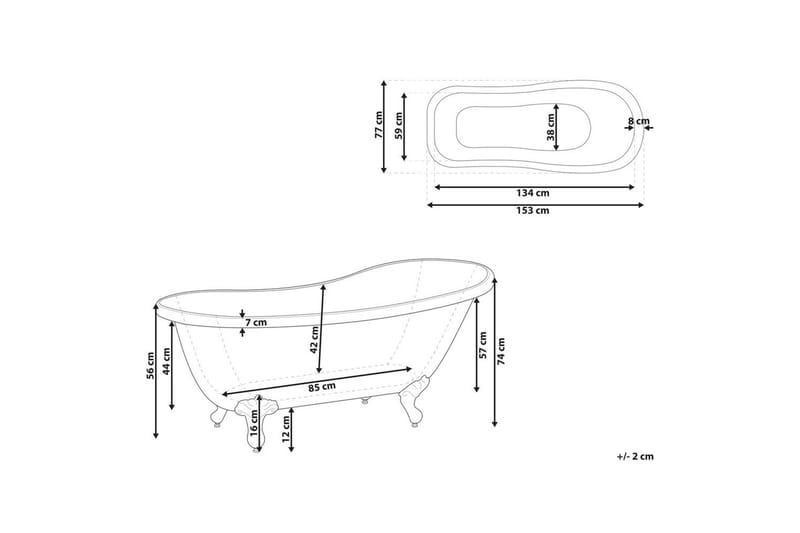 Badkar Cayman Röd/vit/silver, 77x153x74 cm - Röd/vit/silver, 77x153x74 cm - Hus & renovering - Kök & bad - Badrum - Badkar