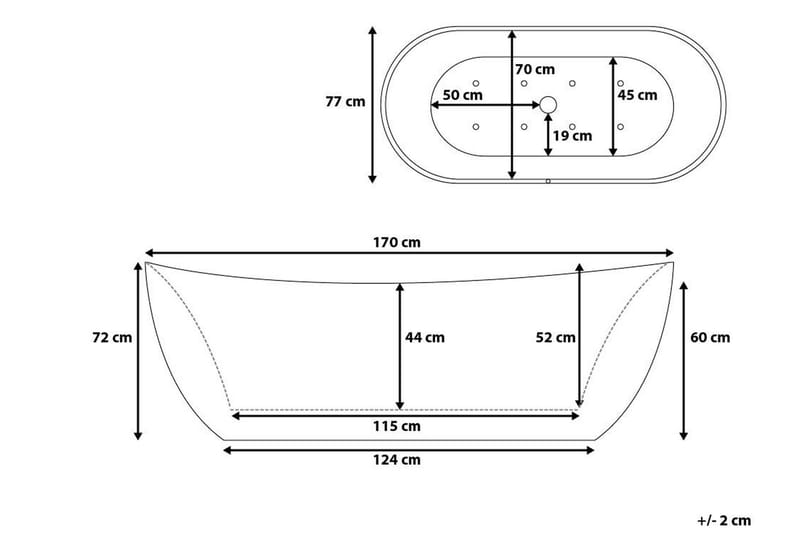 Antigua Badkar 170 cm - Vit - Fristående badkar