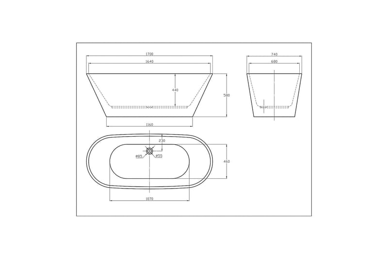 Balans Badkar 170 cm - Vit - Hus & renovering - Kök & bad - Badrum - Badkar - Fristående badkar