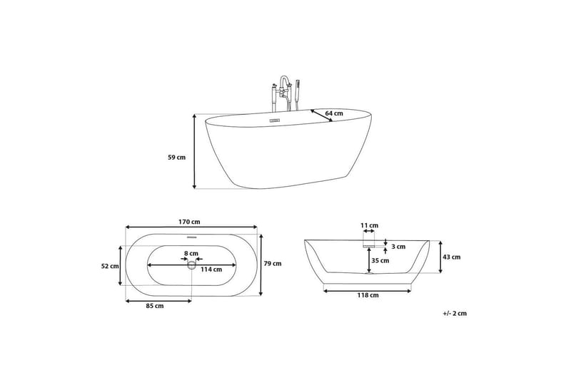 Carrera Badkar 170 cm - Vit - Hus & renovering - Kök & bad - Badrum - Badkar