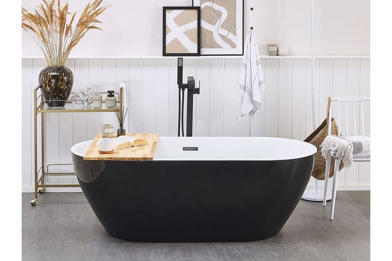 Fristående badkar 170 x 80 cm oval svart NEVIS - Svart - Hus & renovering - Kök & bad - Badrum - Badkar