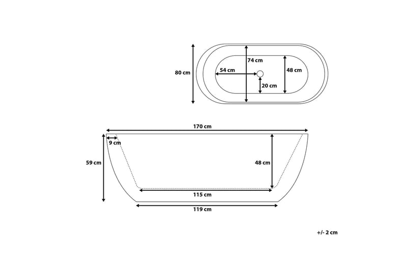 Fristående badkar 170 x 80 cm oval svart NEVIS - Svart - Hus & renovering - Kök & bad - Badrum - Badkar