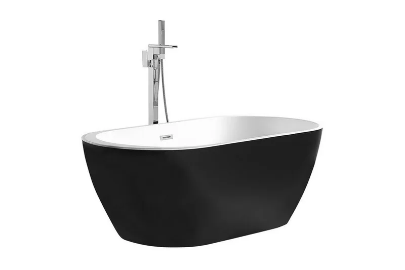 Fristående badkar 170 x 80 cm oval svart NEVIS, Svart