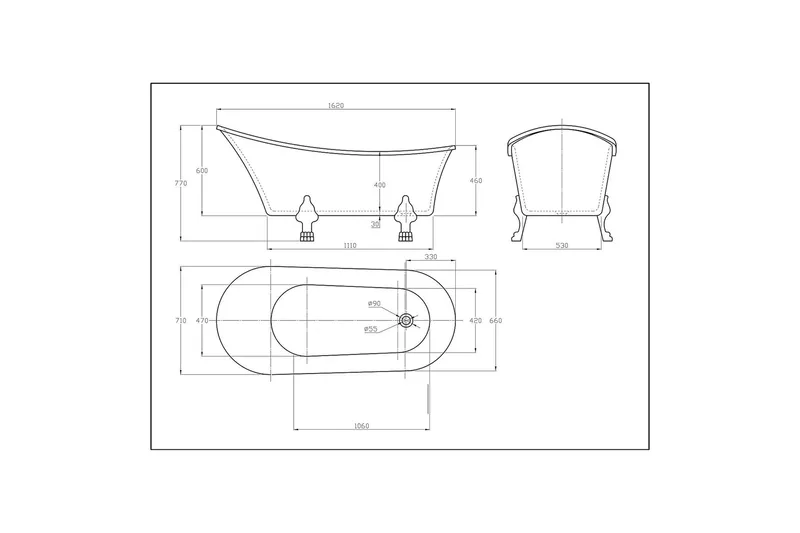 Tassbadkar Bathlife Fossing Svart - Hus & renovering - Kök & bad - Badrum - Badkar - Fristående badkar