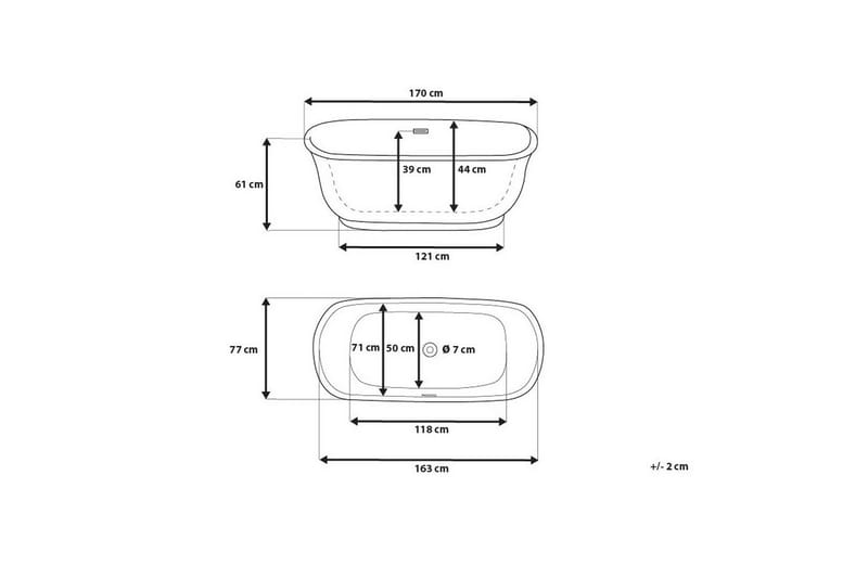 Tesoro Badkar 170 cm - Vit - Hus & renovering - Kök & bad - Badrum - Badkar - Fristående badkar