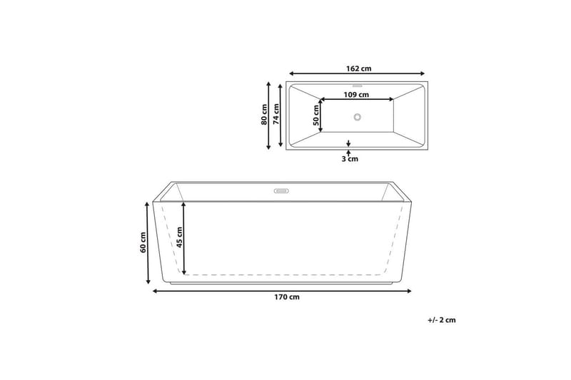 Badkar Gocta Svart, 80x170x60 cm - Svart, 80x170x60 cm - Hus & renovering - Kök & bad - Badrum - Badkar