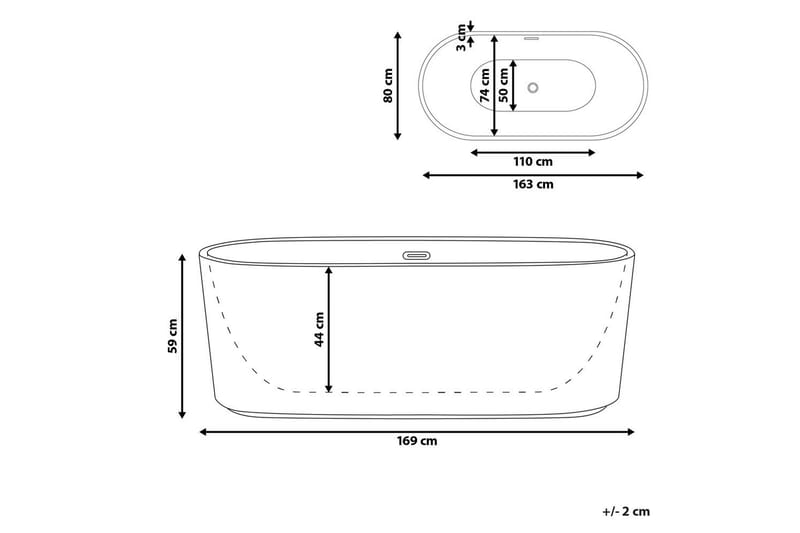 Badkar Gocta Svart, 81x169x59 cm - Svart, 81x169x59 cm - Hus & renovering - Kök & bad - Badrum - Badkar