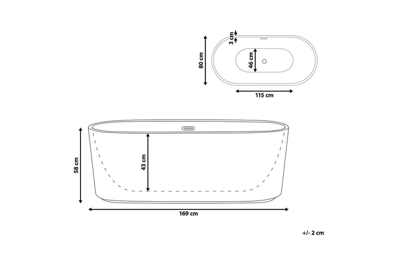 Badkar Gocta Vit, 80x169x58 cm - Vit, 80x169x58 cm - Hus & renovering - Kök & bad - Badrum - Badkar
