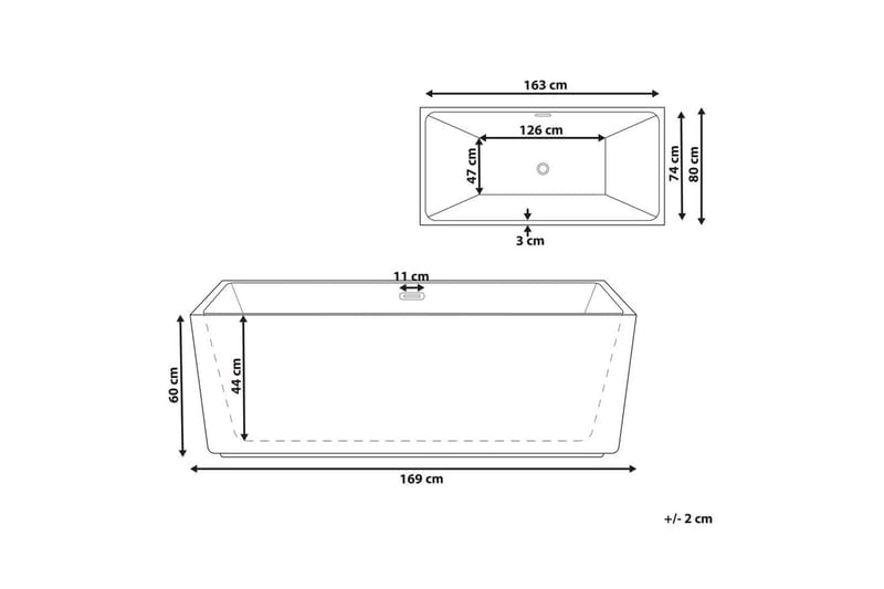 Badkar Gocta Vit, 81x169x60 cm - Vit, 81x169x60 cm - Hus & renovering - Kök & bad - Badrum - Badkar