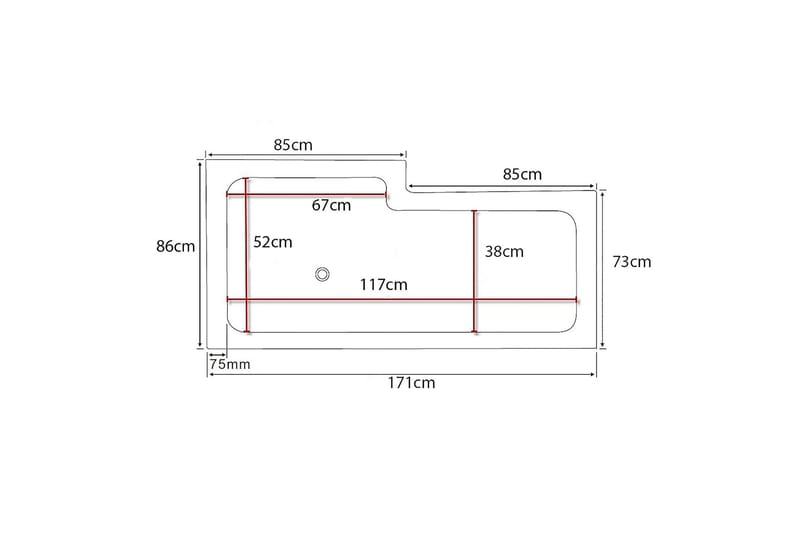 Behag Badkar 170cm Höger - Vit - Hörnbadkar