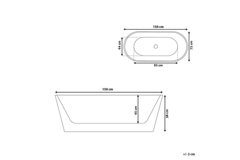 Badkar Havana Vit/Silver, 75x150x58 cm - Vit/Silver, 75x150x58 cm - Hus & renovering - Kök & bad - Badrum - Badkar