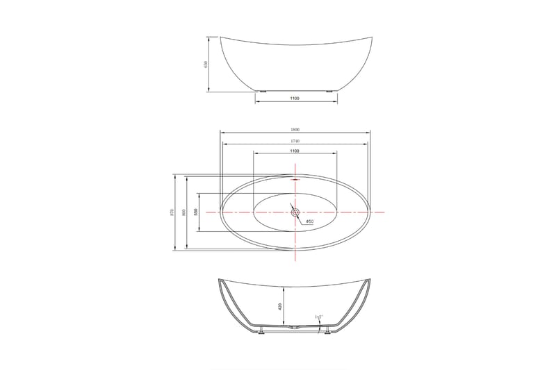 Makaria Fristående Badkar 180 cm - Hus & renovering - Kök & bad - Badrum - Badkar