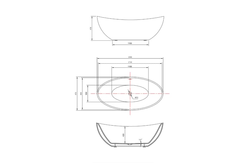 Makaria Fristående Badkar 180 cm - Hus & renovering - Kök & bad - Badrum - Badkar