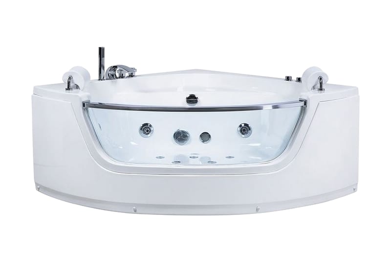 Mangle Hörnbubbelbadkar 150 cm med LED-belysning - Vit - Bubbelbadkar & massagebadkar