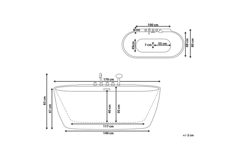 Badkar med blandare Rotso Röd/Vit - Röd/Vit - Hus & renovering - Kök & bad - Badrum - Badkar