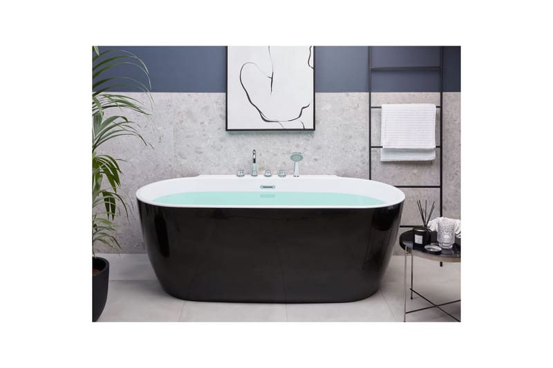 Badkar med blandare Rotso Svart/vit/silver - Svart/vit/silver - Hus & renovering - Kök & bad - Badrum - Badkar
