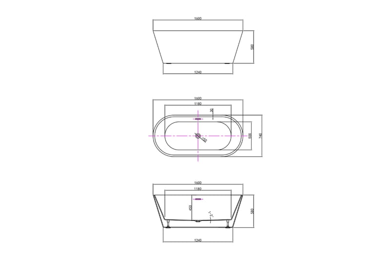 Medea Fristående Badkar 160 cm - Hus & renovering - Kök & bad - Badrum - Badkar