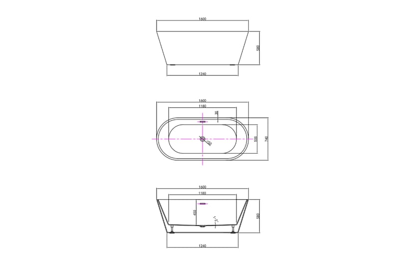 Medea Fristående Badkar 160 cm - Hus & renovering - Kök & bad - Badrum - Badkar