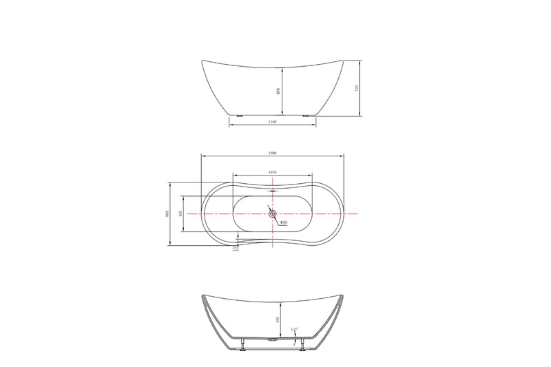 Metis Fristående Badkar 180 cm - Hus & renovering - Kök & bad - Badrum - Badkar