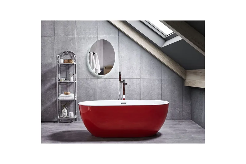 Badkar Nevis Röd/vit/silver, 78x170x59 cm - Röd/vit/silver, 78x170x59 cm - Hus & renovering - Kök & bad - Badrum - Badkar