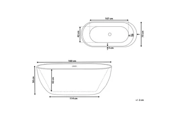 Badkar Nevis Röd/vit/silver, 78x170x59 cm - Röd/vit/silver, 78x170x59 cm - Hus & renovering - Kök & bad - Badrum - Badkar