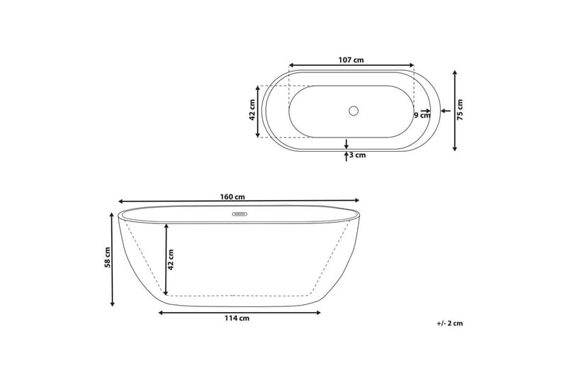 Badkar Nevis Röd/vit/silver, 78x170x59 cm - Röd/vit/silver, 78x170x59 cm - Hus & renovering - Kök & bad - Badrum - Badkar
