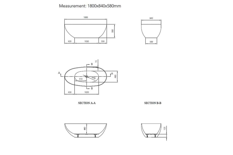 Badkar Bathlife Klok Svart - Hus & renovering - Kök & bad - Badrum - Badkar