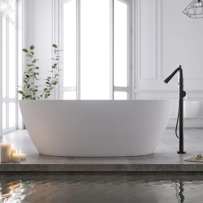 Bathlife Sund Sittbadkar 170 cm, Matt Vit