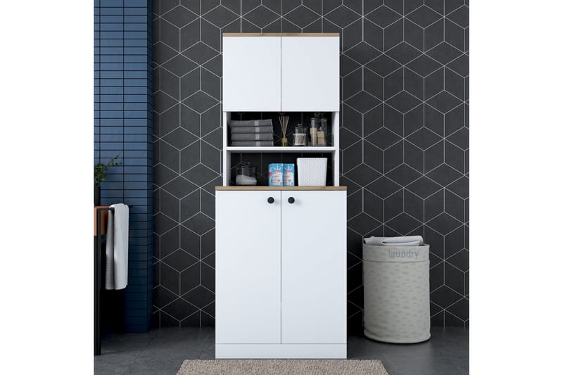 Akashya Badrumsskåp 70x183,6 cm Vit/Brun - Hanah Home - Hus & renovering - Kök & bad - Badrum - Badrumsmöbler & badrumsinredning - Badrumsskåp