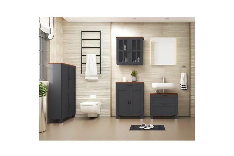 Alby Högskåp till Badrum 130x75x30 cm - Grå - Hus & renovering - Kök & bad - Badrum - Badrumsmöbler & badrumsinredning - Badrumsskåp